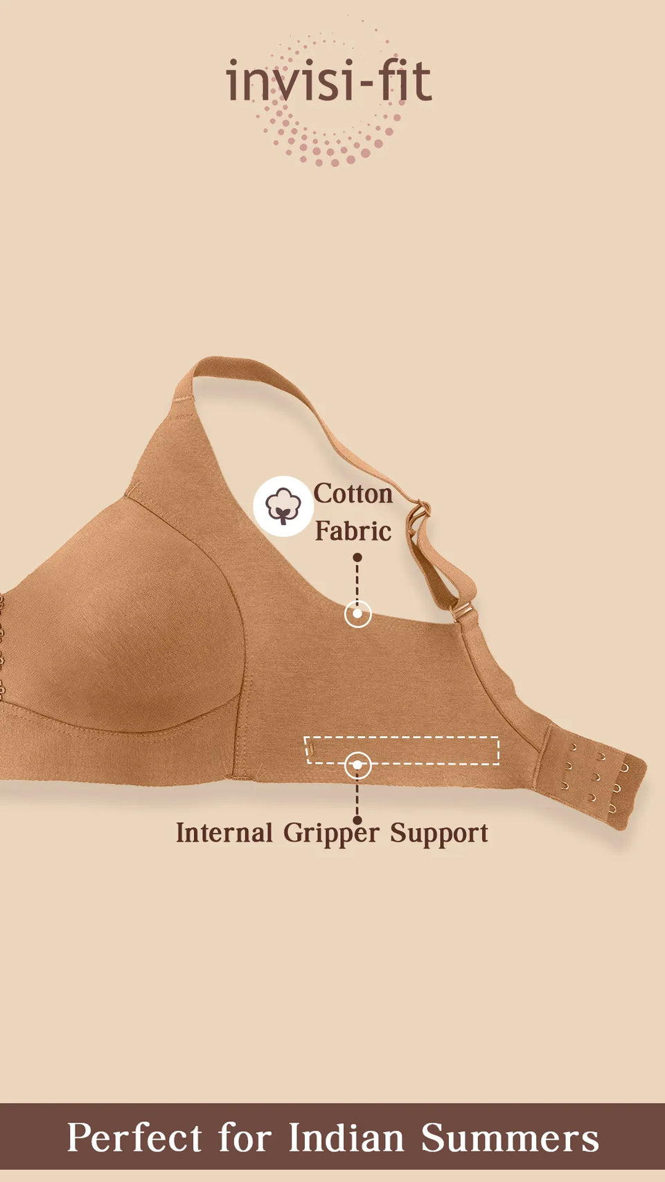 Tweens Bonded Breathable Cotton Plus-Size Non-Padded M-Frame Minimiser with Hidden Concealer (SB-9303) image 2