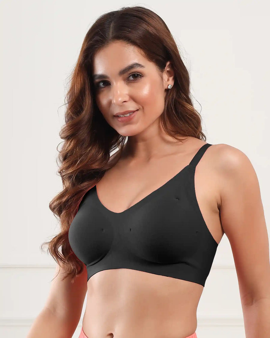 Cotton Padded Full Coverage Bonded Bra (SB-938-Black) (GB)