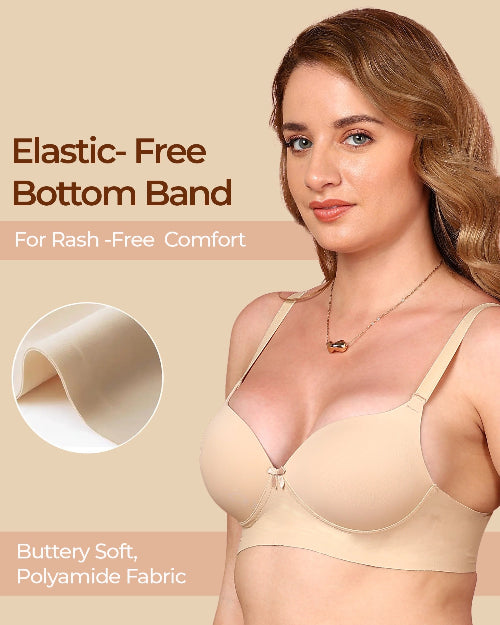 Tweens Bonded Polyamide Push-Up 3/4 Coverage Maximiser Bra (Level 2 Padding) (SB-95107) (Skin)