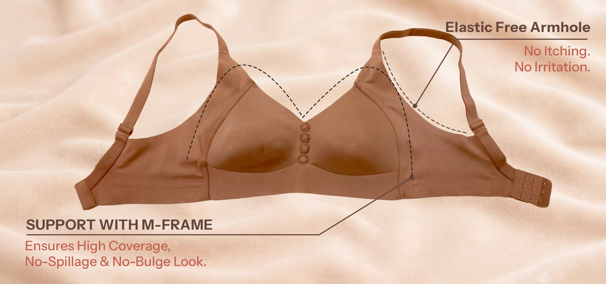 Cotton Padded Plus-Size M-Frame Minimiser Bonded Bra (SB-9203)(Black) (MR)