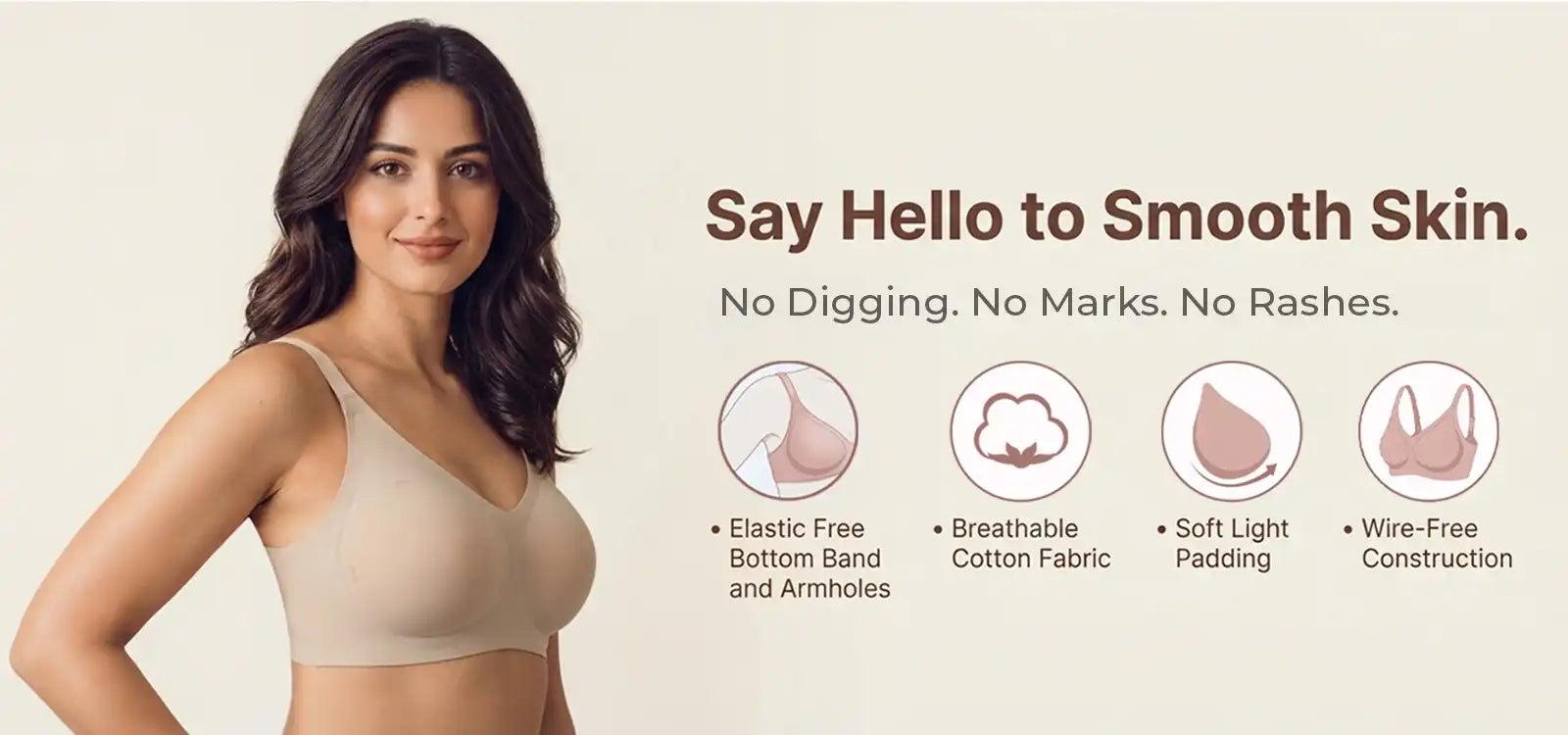 Cotton Padded Full Coverage Bonded Bra (SB-938-Fawn)