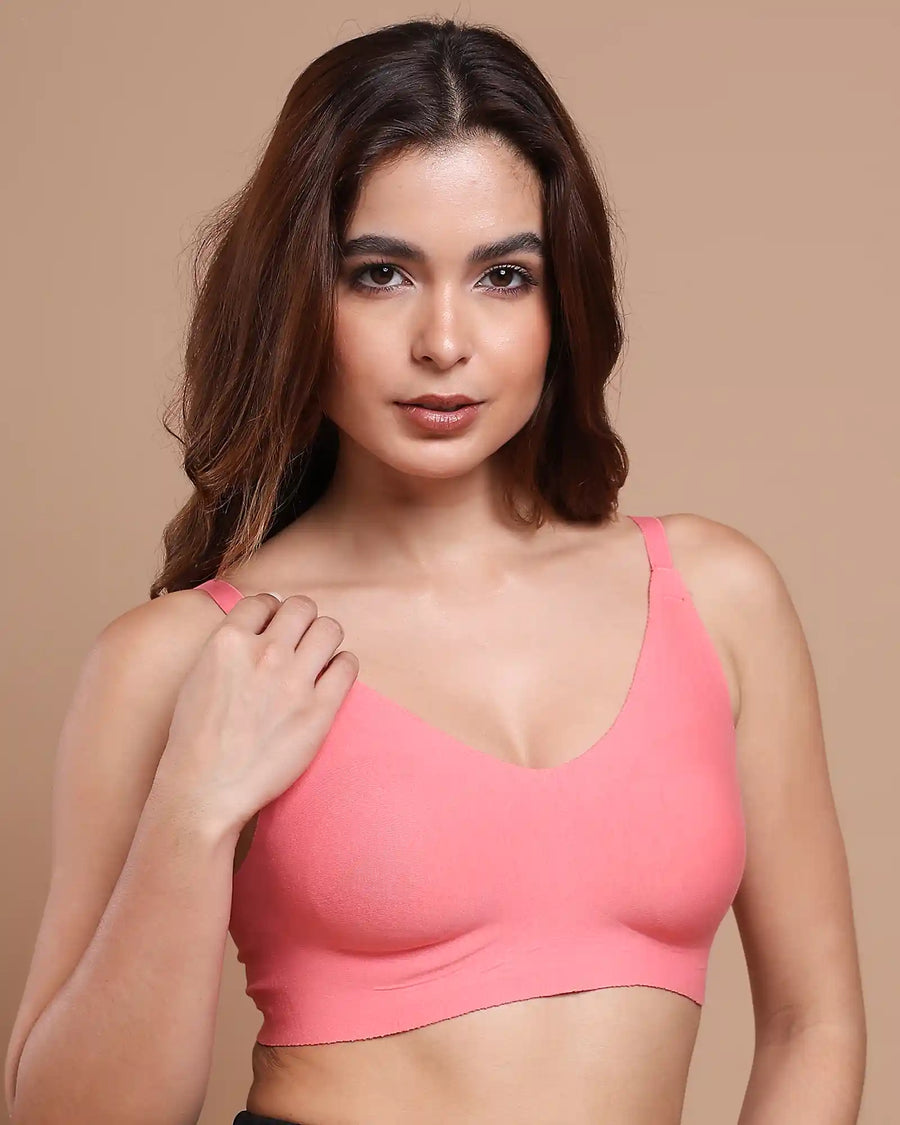 Cotton Non-Padded Full Coverage Bonded Bra (SB-935-Coral) (GB)