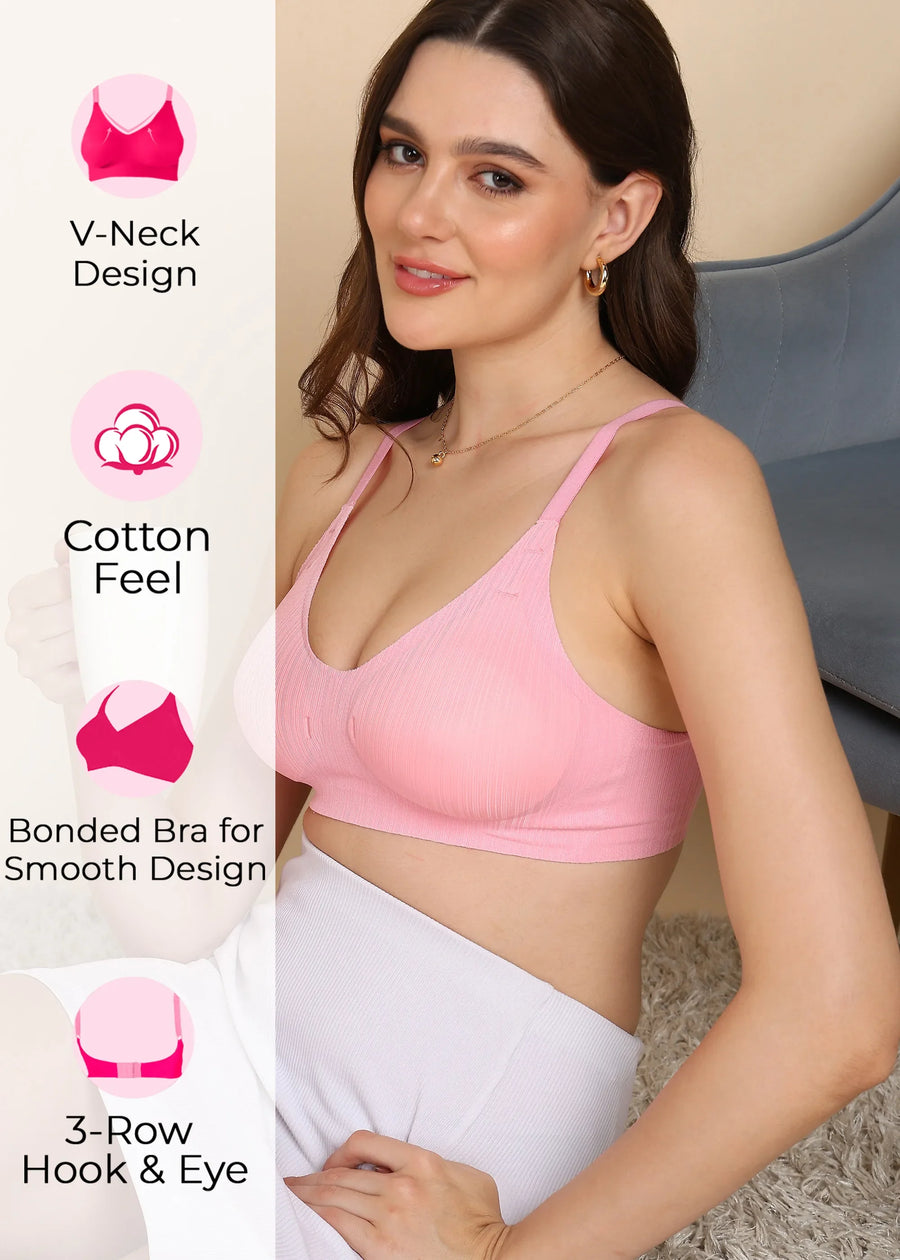 Tweens Bonded Designer Fabric Padded Seamless Bra (SB-998)