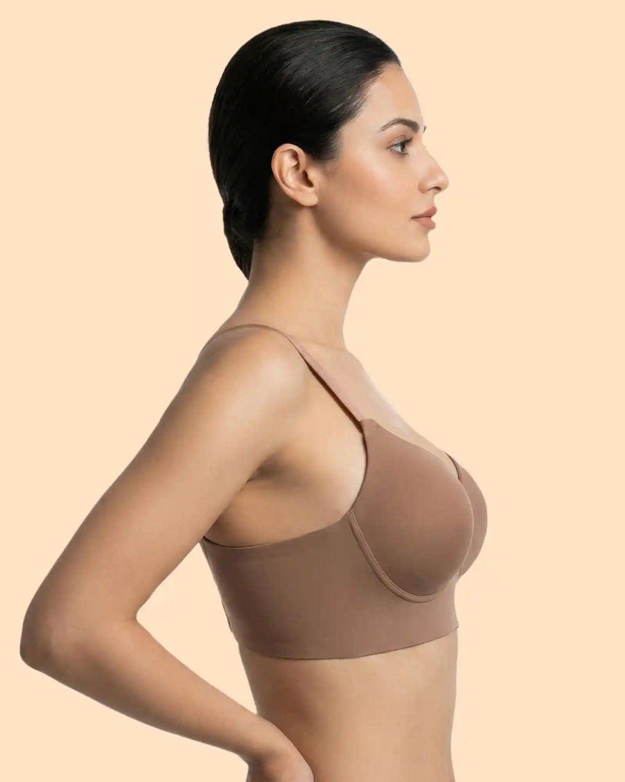 Cotton Non-wired Push-Up Bonded Bra (Level-3 Padding) with 3/4th Coverage (SB-93510) (Fawn)