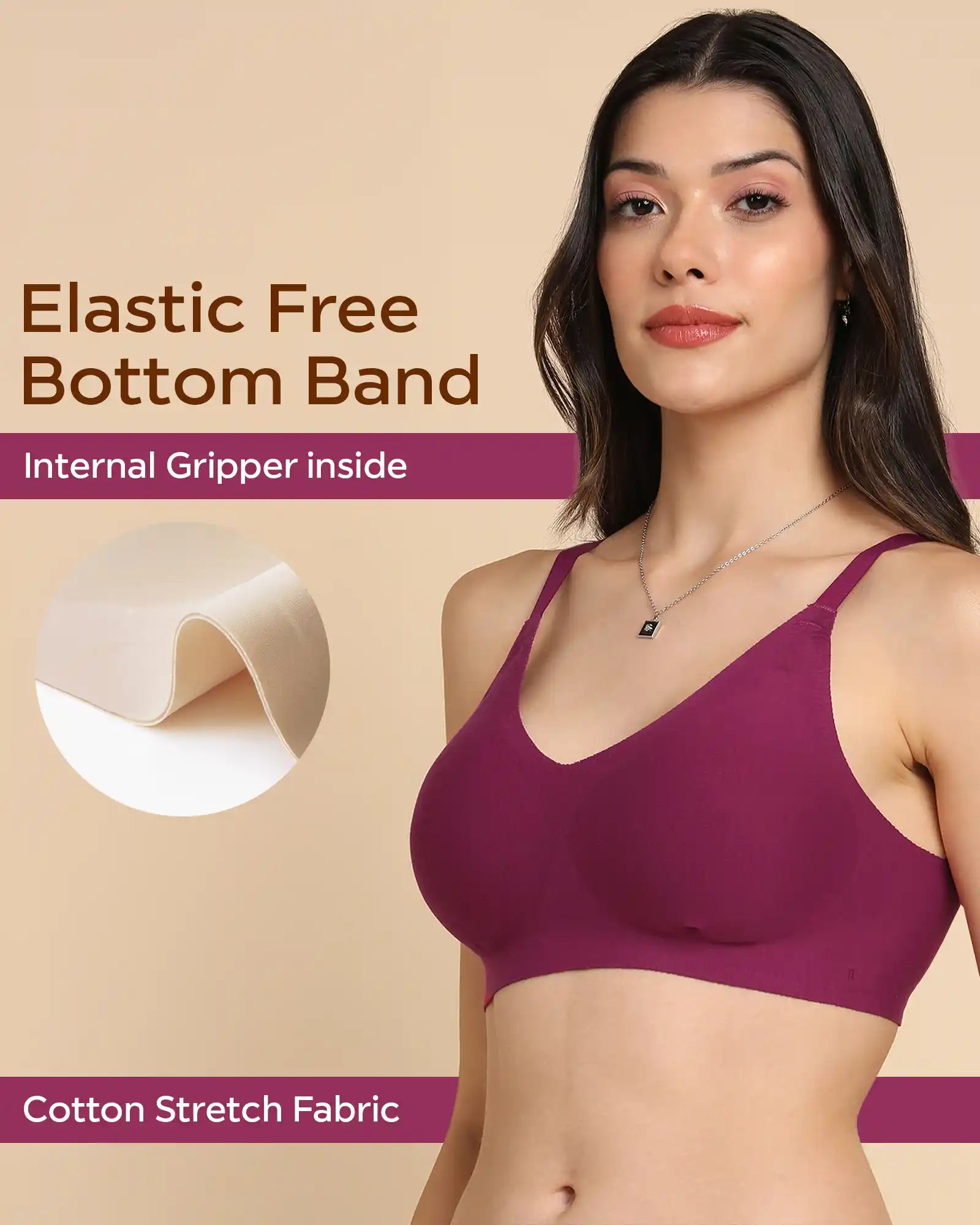 Tweens Lightly-Padded Cotton Spandex Invisi-Fit Bra (Wine)
