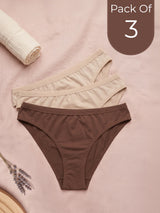 Cotton Medium Coverage Bikini Cut Panty with Soft Waistband (Pack Of 3) (TW-71) (2 Skin+1 Coffee)
