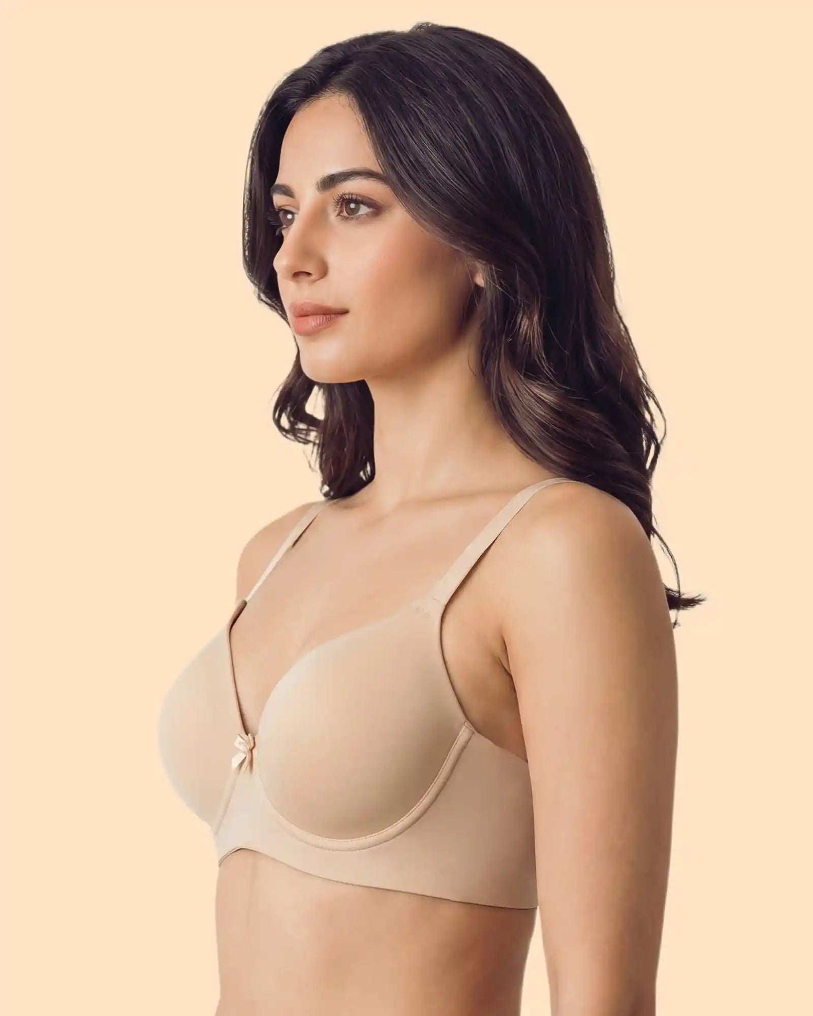 Cotton Non-wired Maximiser Push-Up Bonded Bra (Level-2 Padding) with 3/4th Coverage (SB-97015) (Skin)