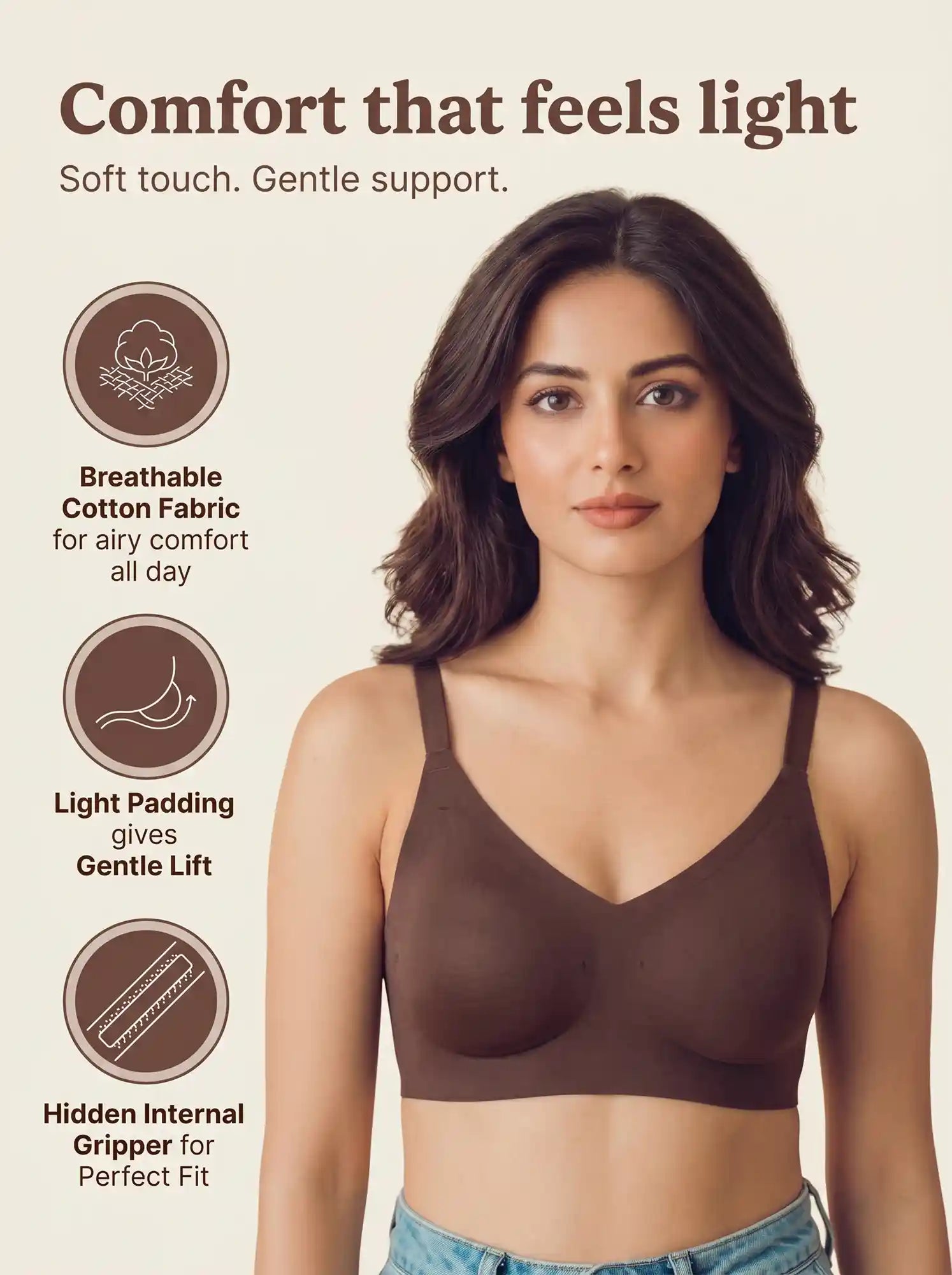 Polyamide Padded Full Coverage Bonded Bra (SB-968)(Coffee)