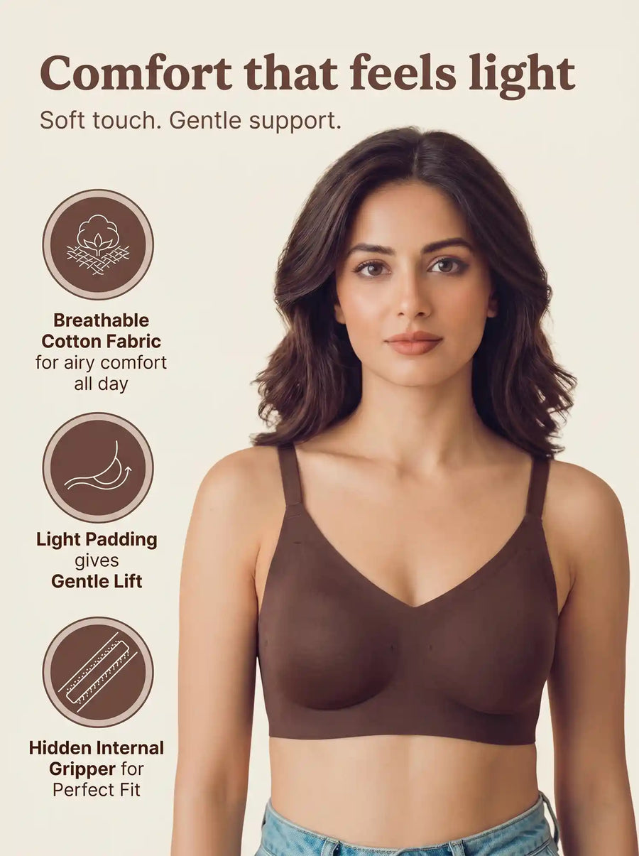 Polyamide Padded Full Coverage Bonded Bra (SB-968)(Coffee)