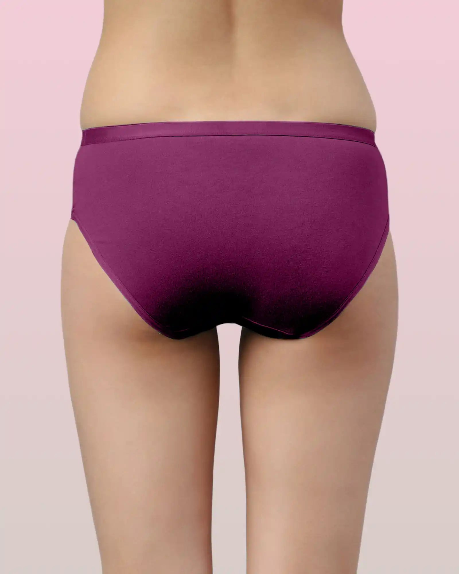 Tweens High Coverage Cotton Lycra Hipster Panty with Stay-Fresh Treatment (WINE-PURPLE-BLACK)(Pack of 3)