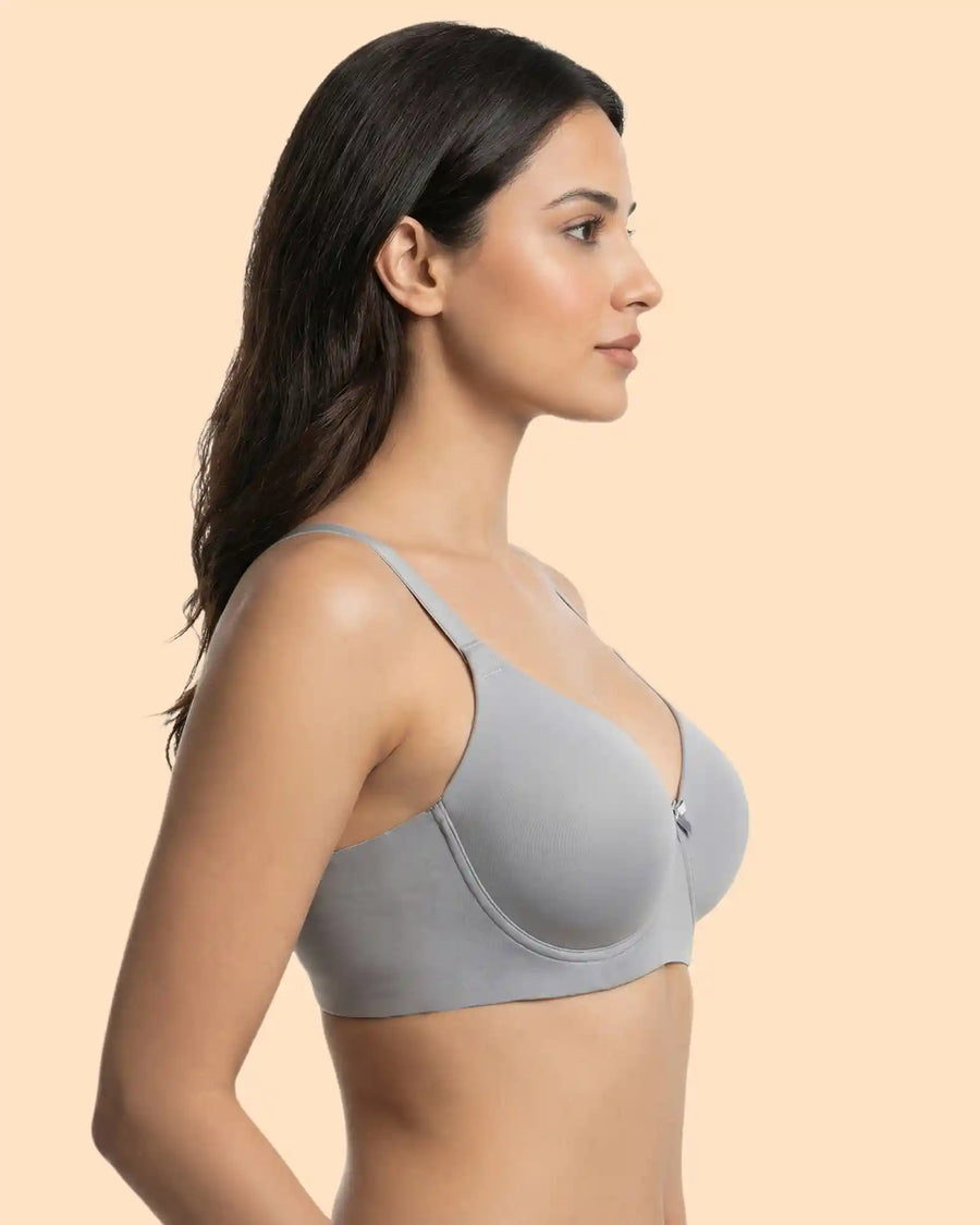 Polyamide Non-Wired Maximiser Push Up Bonded Bra (Level-3 Padding) with 3/4th Coverage (TW-SB-95301)(Grey)