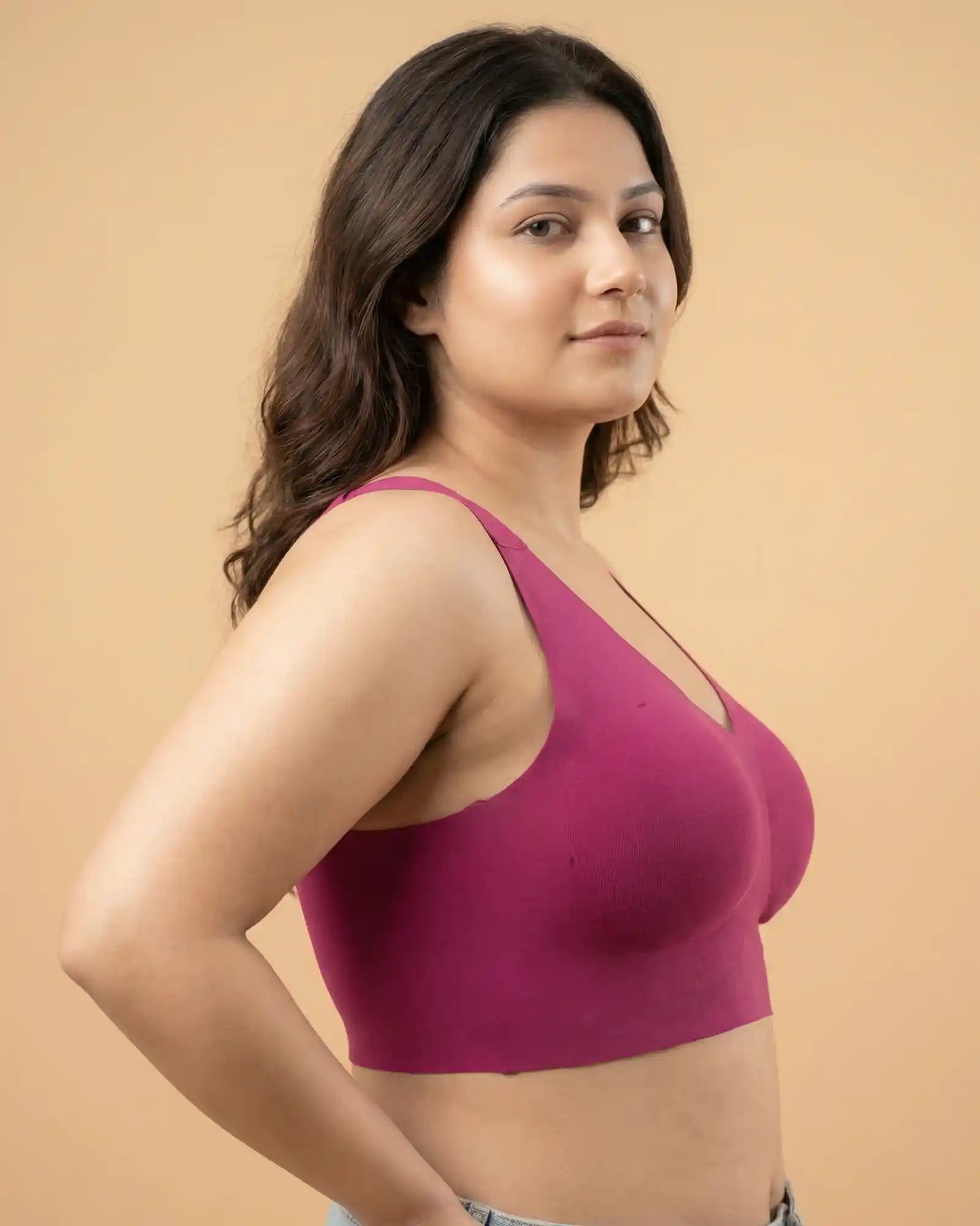 Cotton Padded Full Coverage Plus-Size Bonded Bra (SB-918-Wine)
