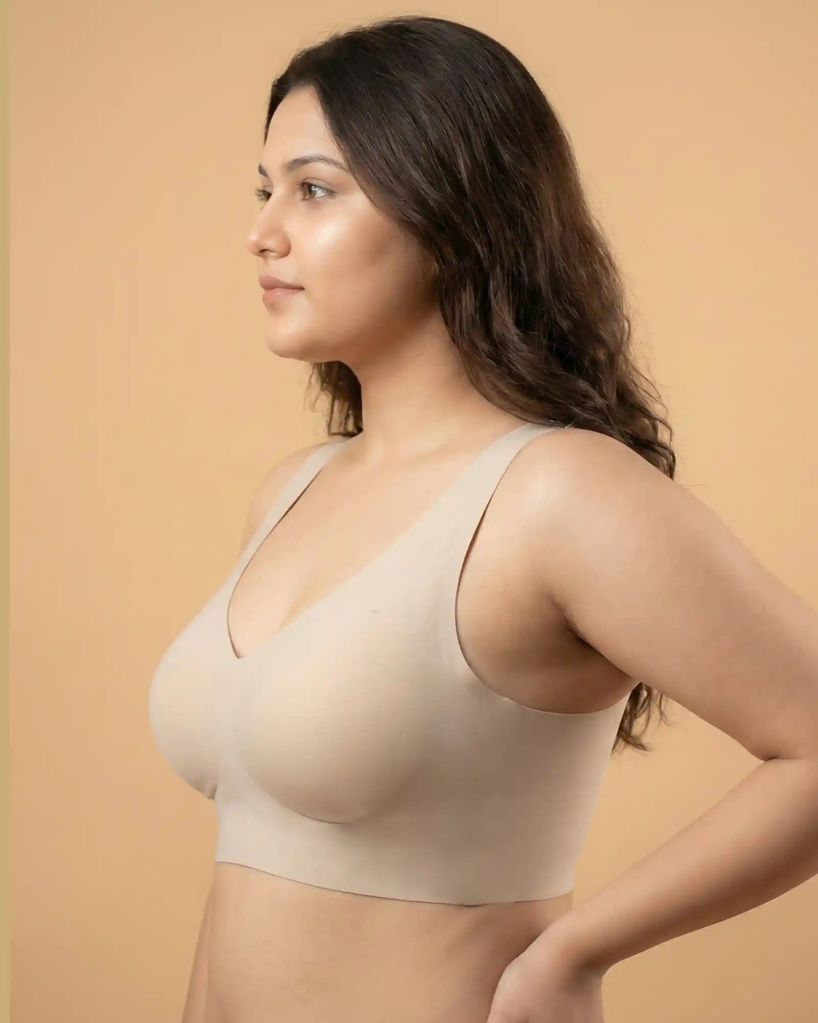 Cotton Padded Full Coverage Plus-Size Bonded Bra (SB-918-Skin)