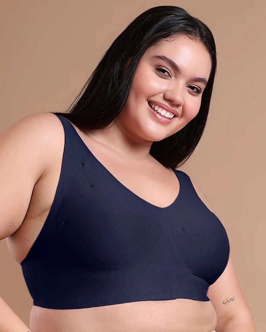 Tweens Bonded Breathable Cotton Plus-Size Padded Full-Coverage Bra (SB-918-Navy) (MR)
