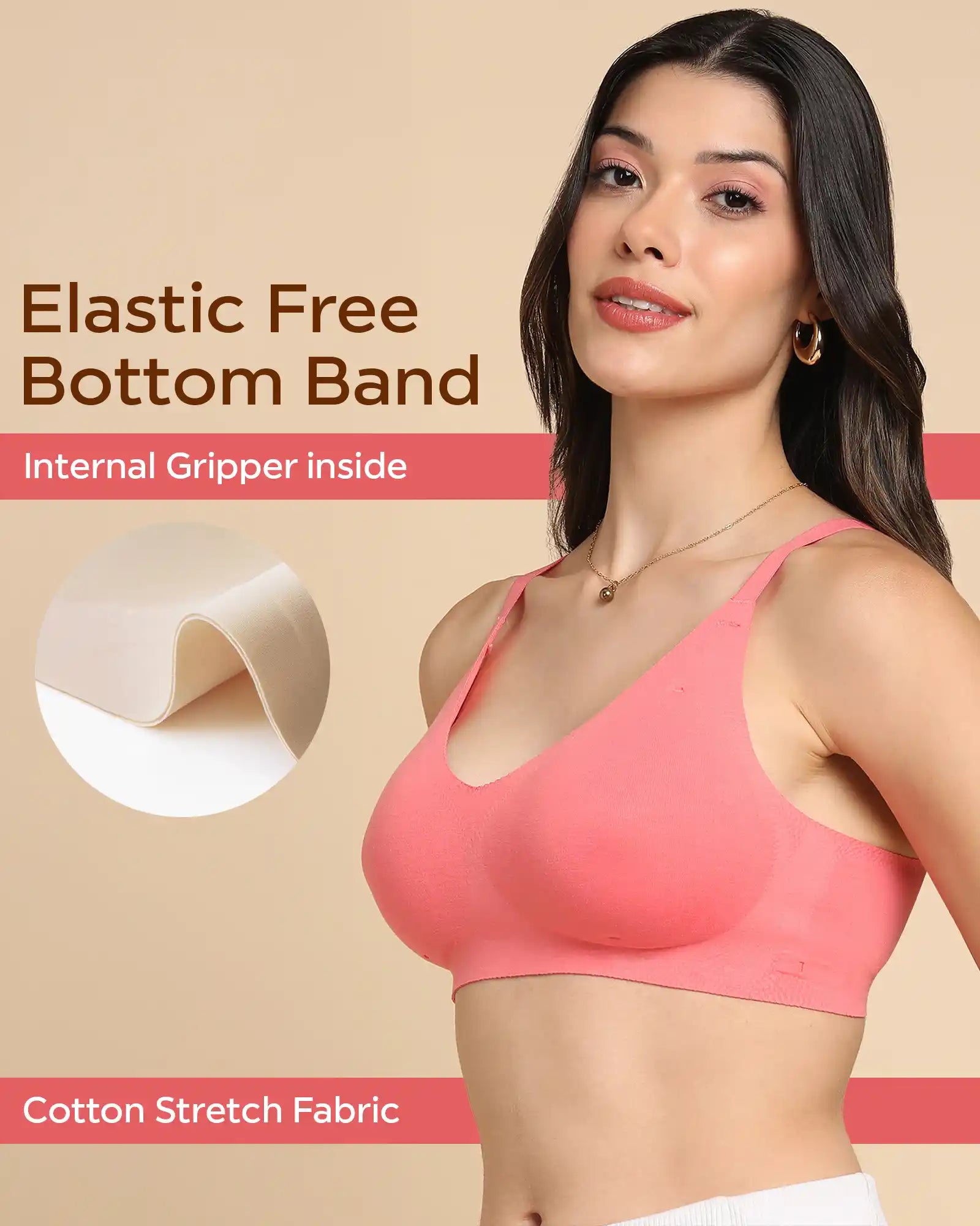 Tweens Lightly-Padded Cotton Spandex Invisi-Fit Bra (CORAL)