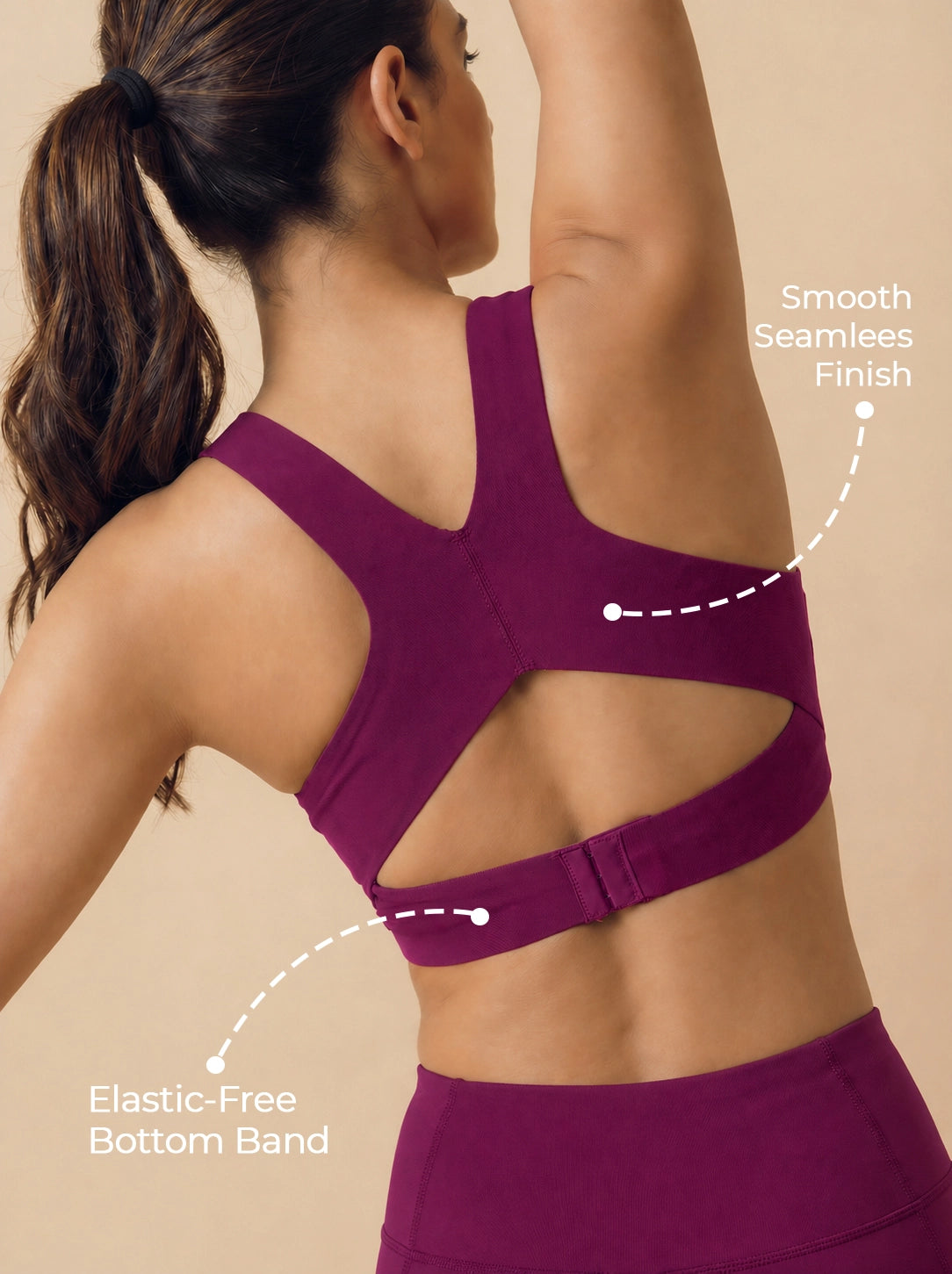 Bonded Gym Bra with Crisscross Back | Non-Padded | Breathable Cotton (TW-SB-995)(Wine)