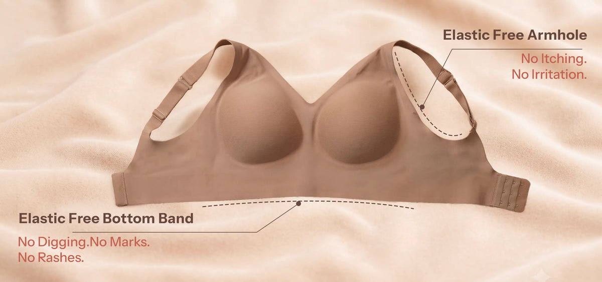 Cotton Non-Padded Plus-Size Bonded Bra with Hidden Concealer (SB-915-Coral) (MR)