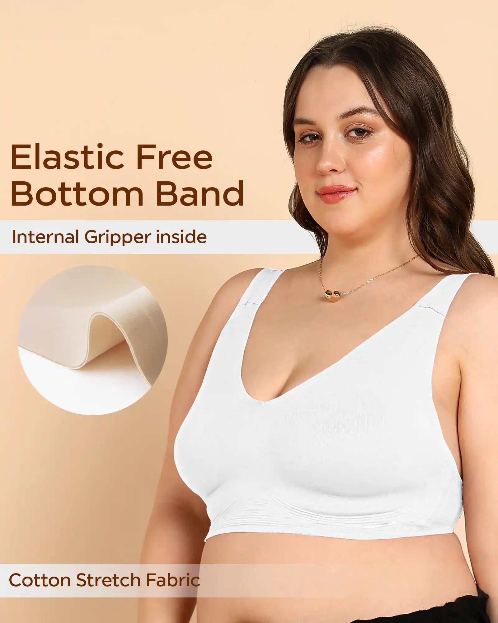 Tweens Invisi-Fit Cotton Fabric Plus-Size Lightly Padded Bra(TW-SB-918-WHITE)