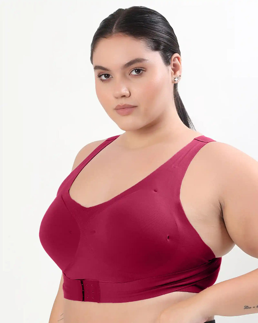 Bonded Gym Bra with Crisscross Back | Padded | Breathable Cotton (TW-SB-997)(Wine) (MR)