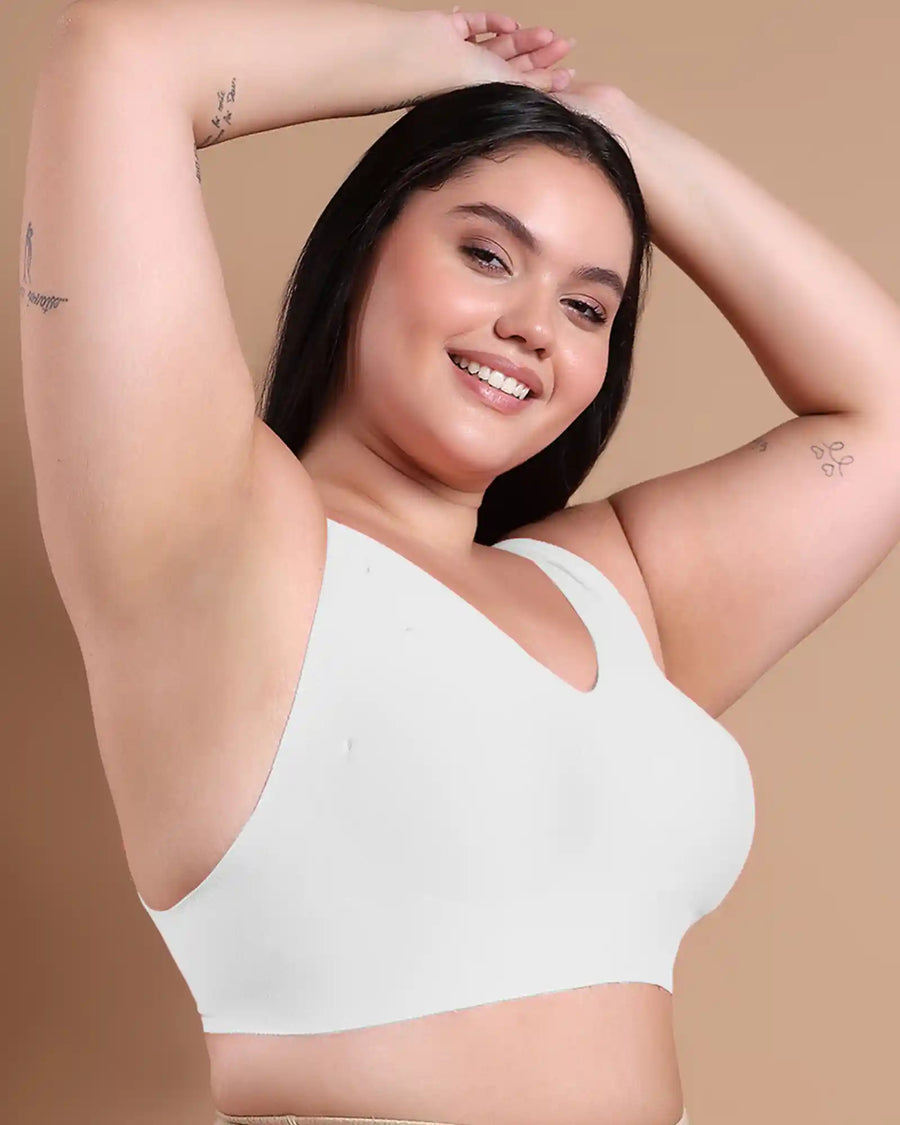 Tweens Bonded Breathable Cotton Plus-Size Padded Full-Coverage Bra (SB-918-White) (MR)
