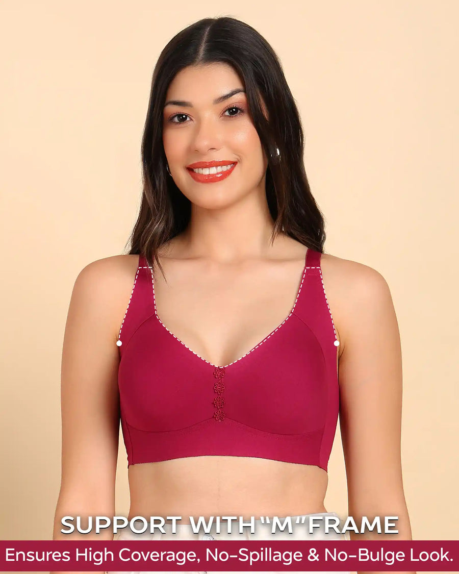 Tweens Bonded Breathable Cotton Plus-Size Non-Padded M-Frame Minimiser with Hidden Concealer (SB-9303)