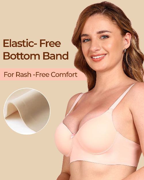 Polyamide Non-Wired Maximiser Push Up Bonded Bra (Level-3 Padding) with 3/4th Coverage  (SB-95301) (Peach)