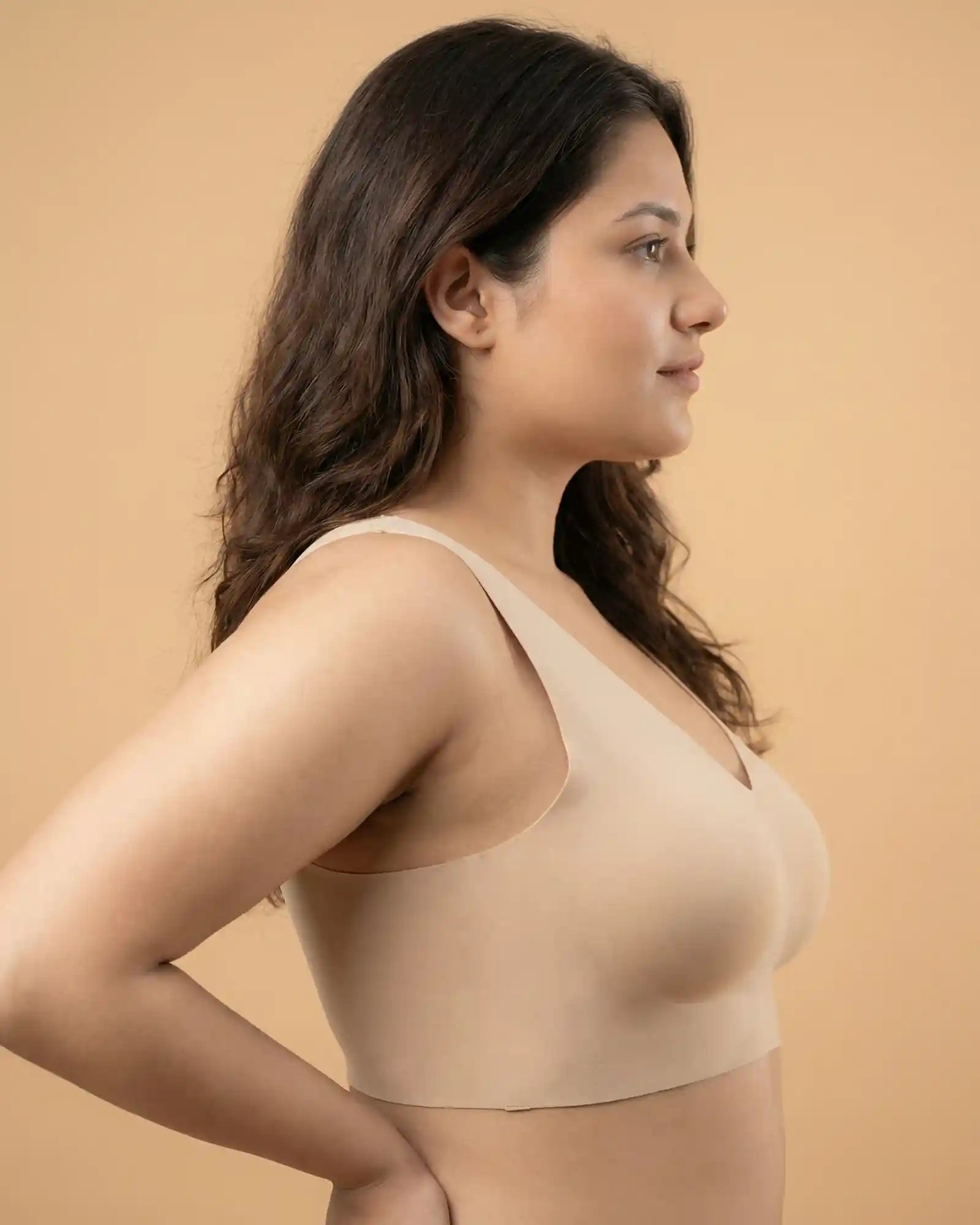 Cotton Non-Padded Plus-Size Bonded Bra with Hidden Concealer (SB-915-Skin)