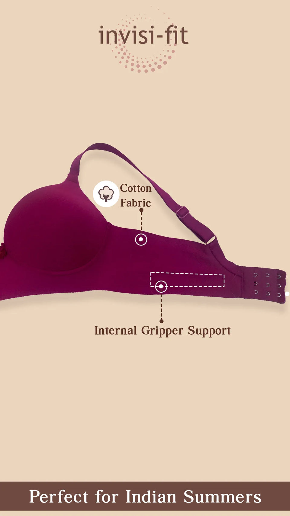 Tweens Bonded Breathable Cotton Push-Up 3/4-Coverage Maximiser Bra (Level 2 Padding) (SB-97015) image 2