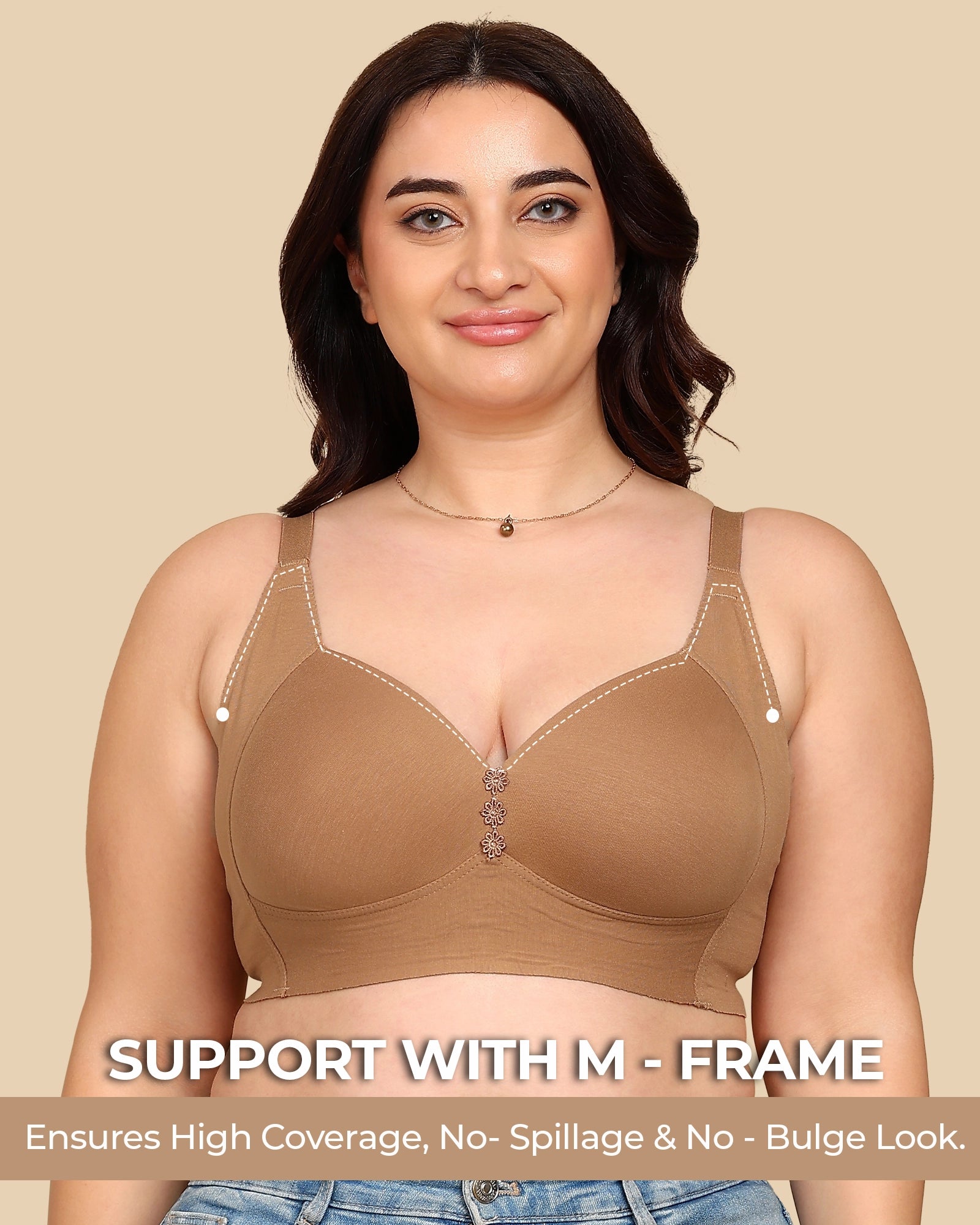 Tweens Bonded Breathable Cotton Plus-Size Padded M-Frame Minimiser (SB-9203)