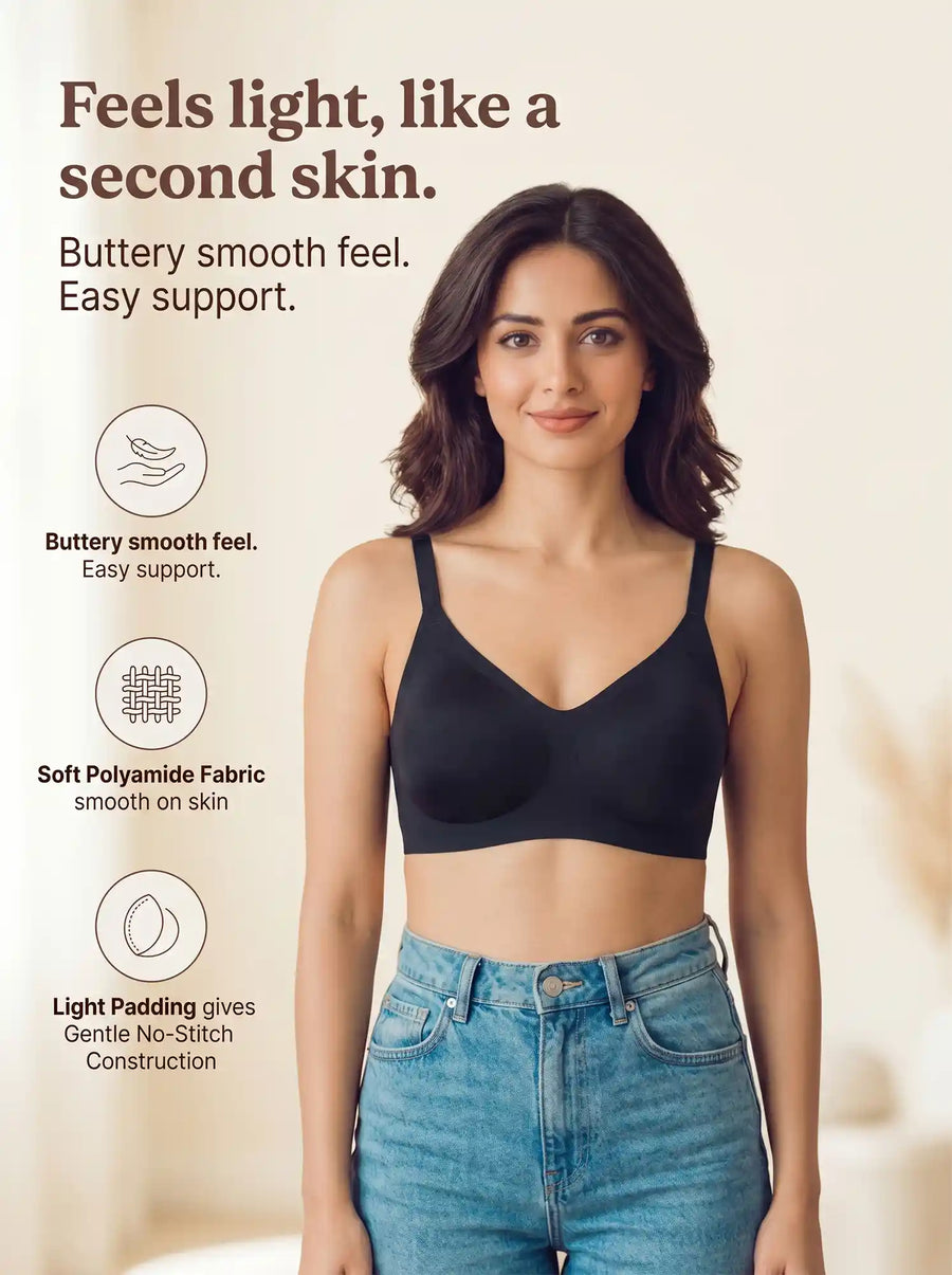 Polyamide Padded Full Coverage Bonded Bra (SB-968)(Black)