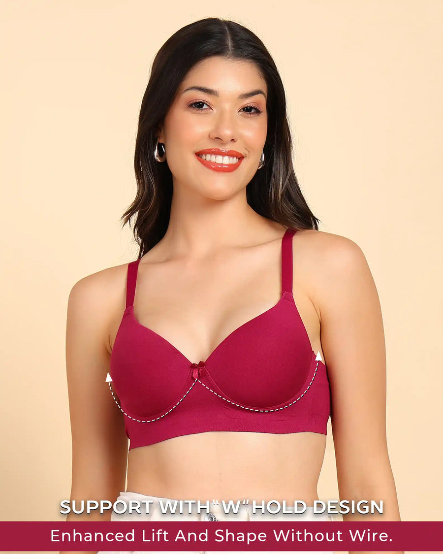 Tweens Bonded Breathable Cotton Push-Up 3/4-Coverage Bra (Level 3 Padding) (SB-93510)