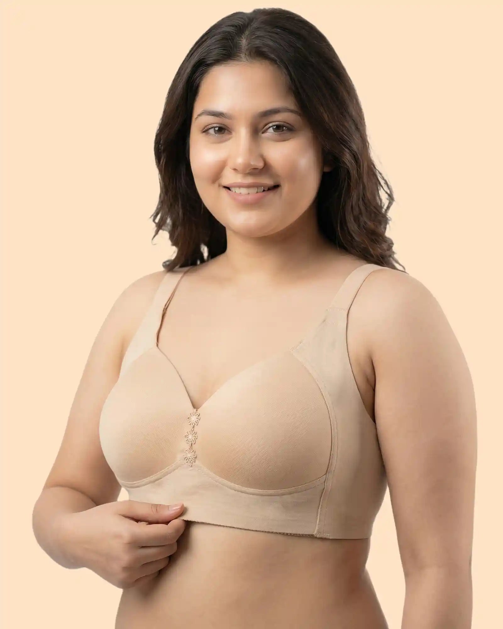 Cotton Padded Plus-Size M-Frame Minimiser Bonded Bra (SB-9203)(Skin)