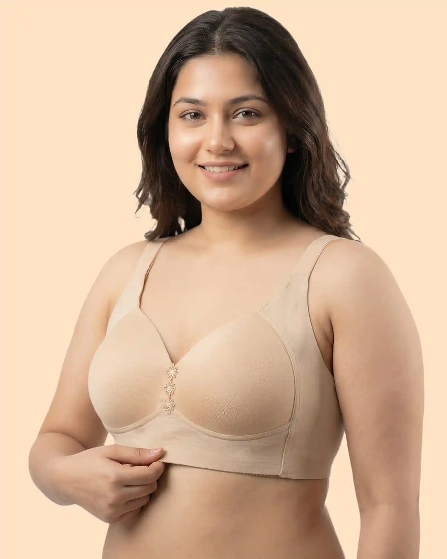 Cotton Padded Plus-Size M-Frame Minimiser Bonded Bra (SB-9203)(Skin)