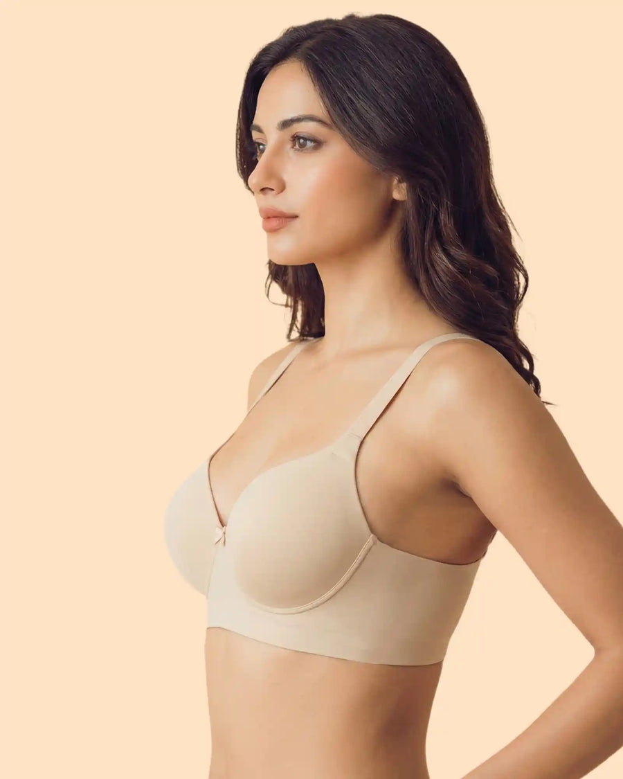 Polyamide Non-Wired Maximiser Push Up Bonded Bra (Level-3 Padding) with 3/4th Coverage  (SB-95301) (Skin)