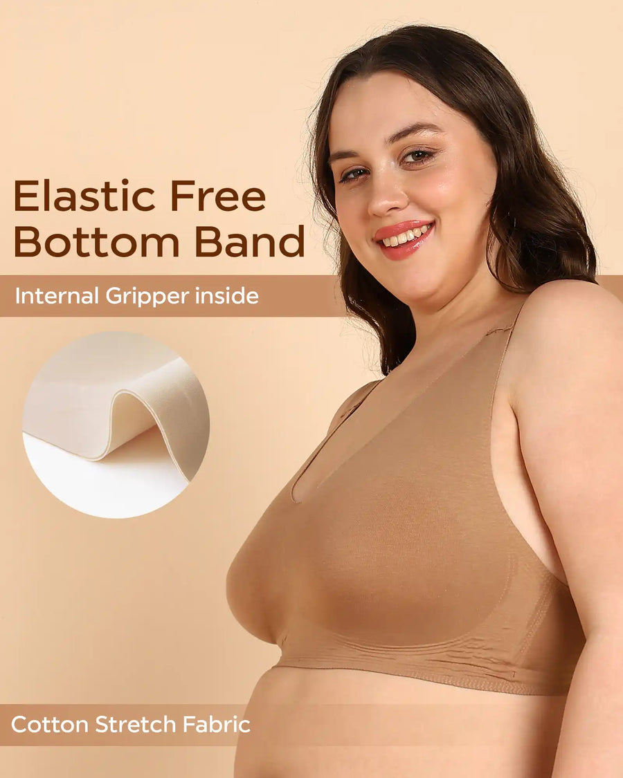 Tweens Bonded Breathable Cotton Plus-Size Full-Coverage Bra with Hidden Concealer (SB-915-Fawn)
