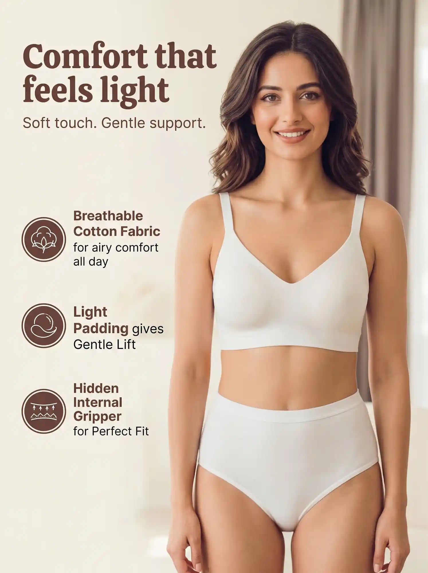 Cotton Non-Padded Full Coverage Bonded Bra (SB-935-White)