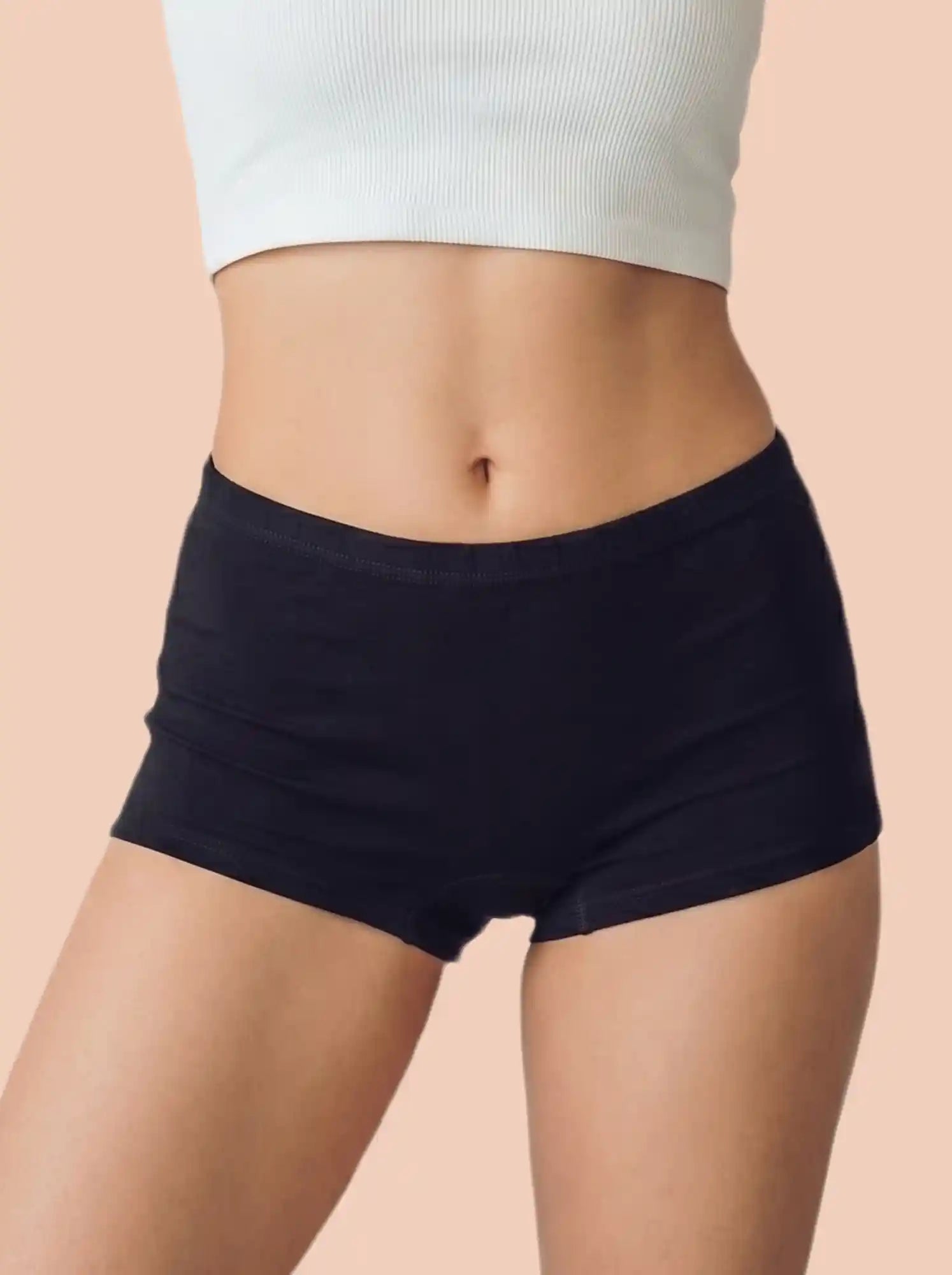 Cotton High Coverage Boy Shorts (TW-65)(Black)