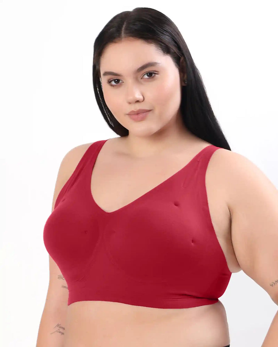 Tweens Bonded Breathable Cotton Plus-Size Padded Full-Coverage Bra (SB-918-Red) (MR)