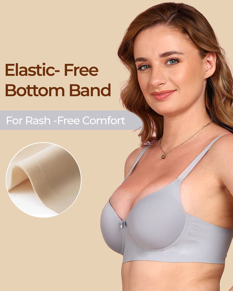 Polyamide Non-Wired Maximiser Push Up Bonded Bra (Level-3 Padding) with 3/4th Coverage (TW-SB-95301)(Grey)