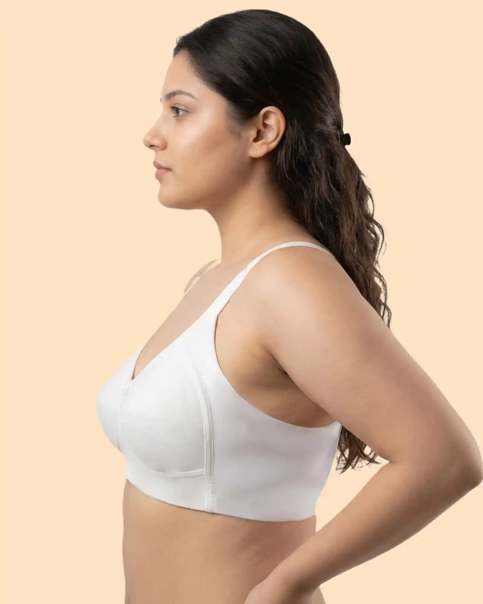Cotton Non-Padded M-Frame Minimiser Bonded Bra (TW-IS-9405) (White)