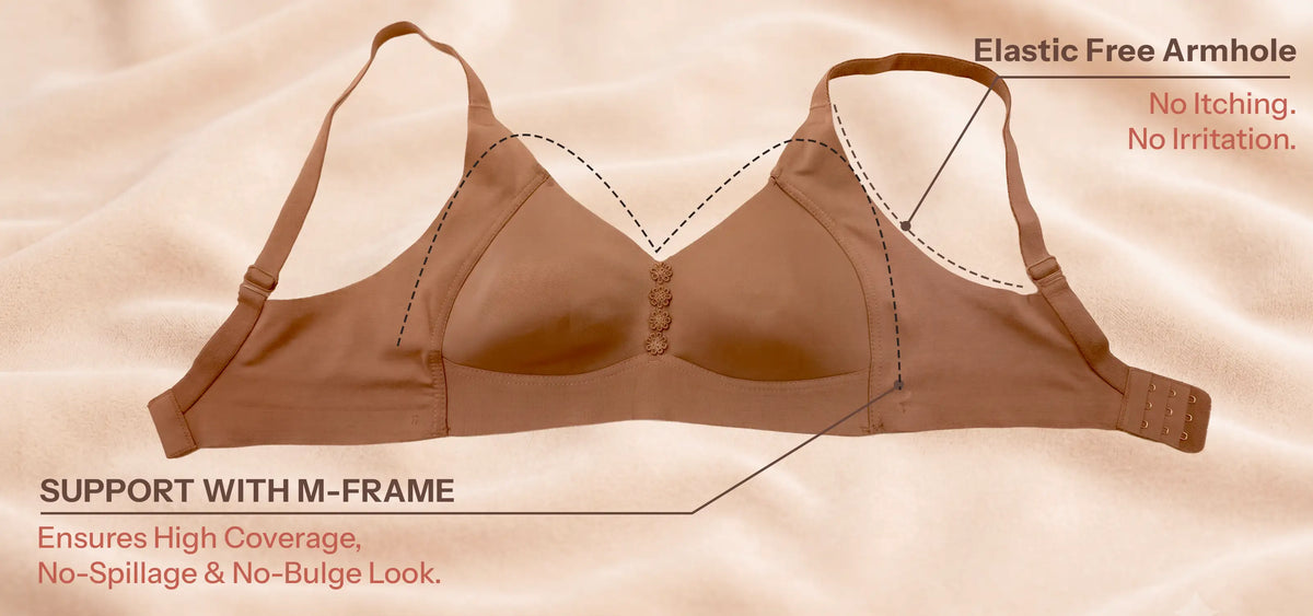 Cotton Non-Padded Plus-Size M-Frame Minimiser Bonded Bra (SB-9303)(Fawn)