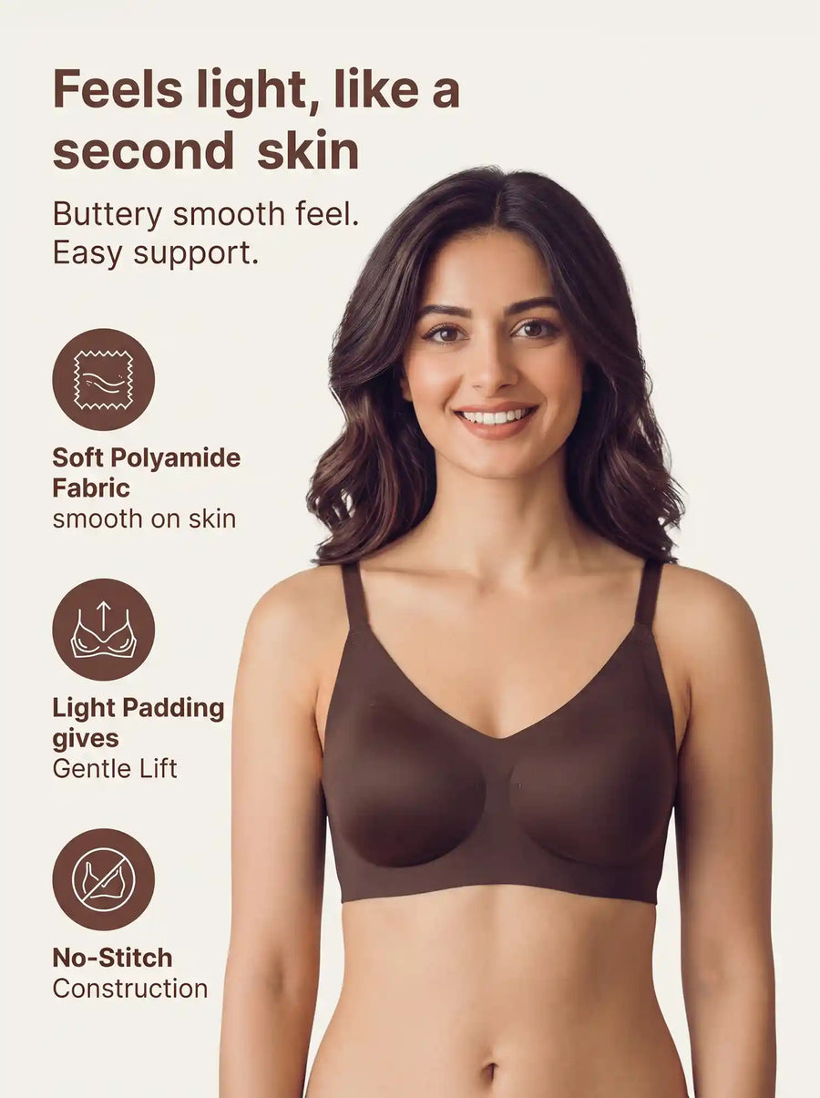 Polyamide Padded Full Coverage Bonded Bra (SB-968)(Coffee)