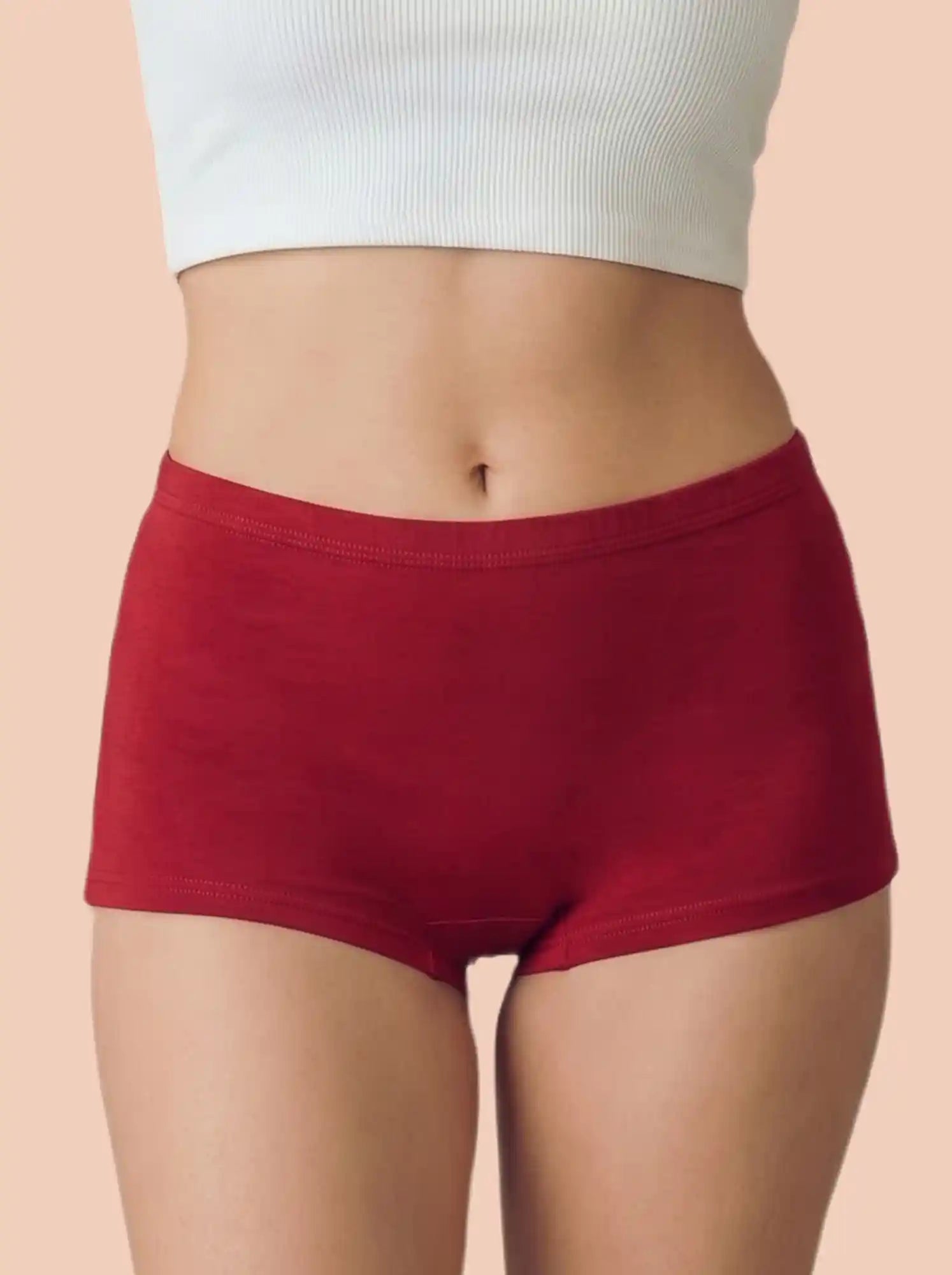 Cotton High Coverage Boy Shorts (TW-65)(Red)
