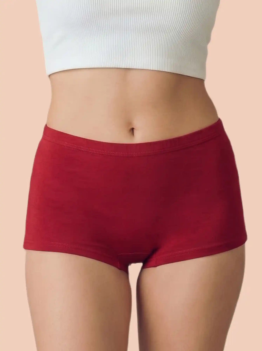 Cotton High Coverage Boy Shorts (TW-65)(Red)