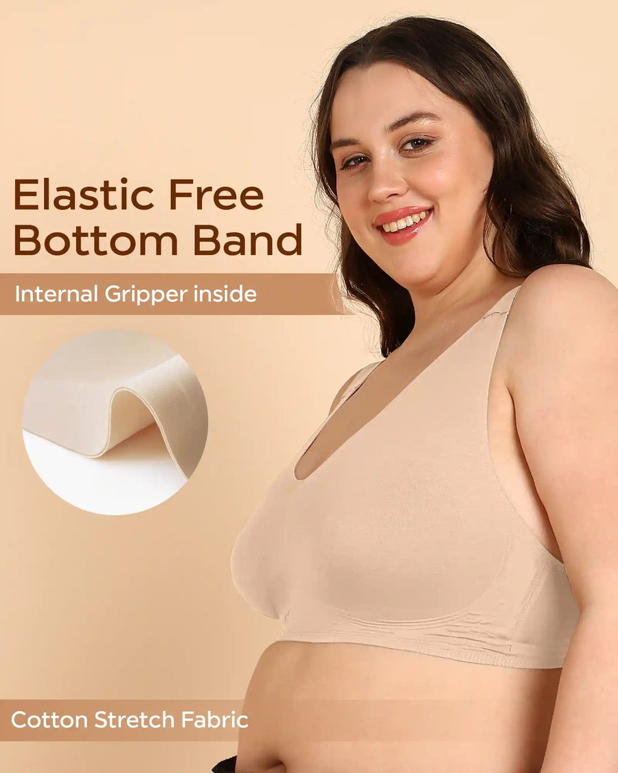 Tweens Bonded Breathable Cotton Plus-Size Padded Full-Coverage Bra (SB-918-Skin)