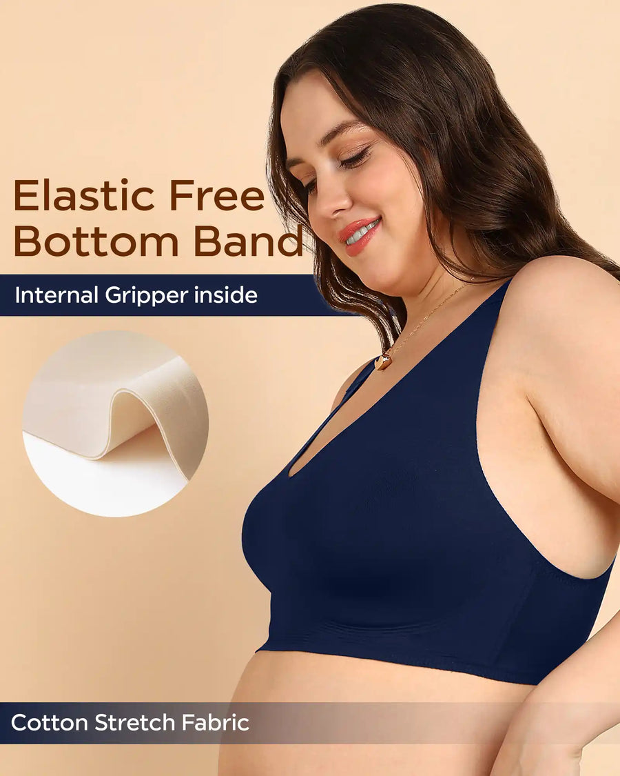 Tweens Bonded Breathable Cotton Plus-Size Padded Full-Coverage Bra (SB-918-Navy)