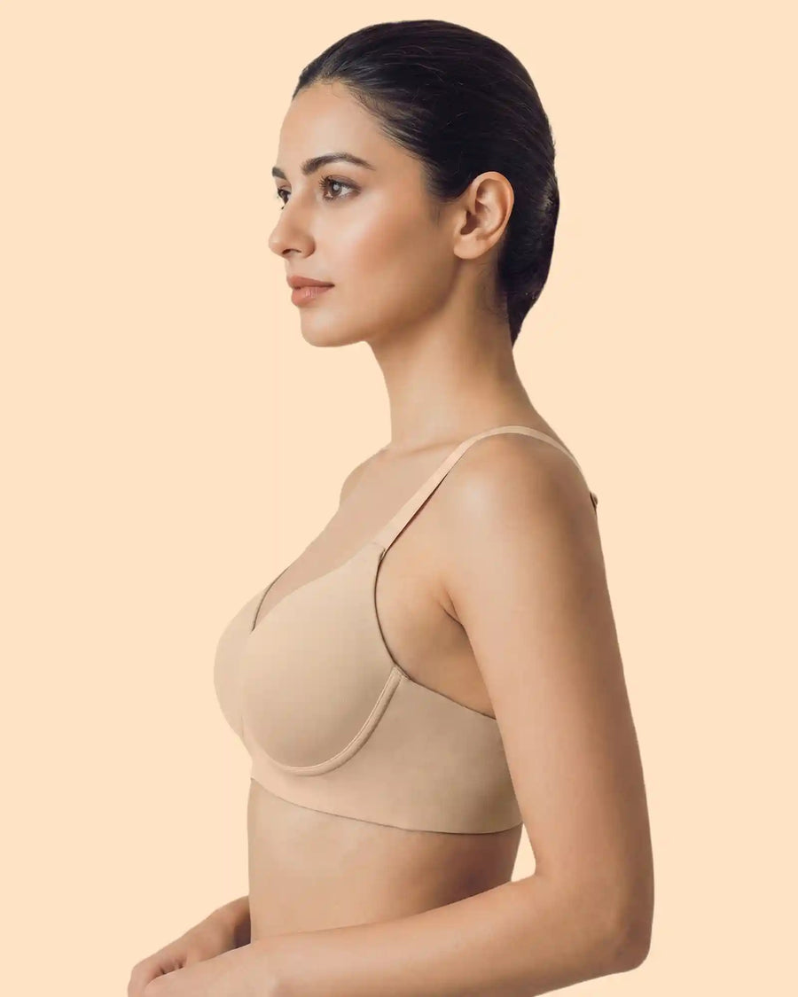 Cotton Non-wired Push-Up Bonded Bra (Level-3 Padding) with 3/4th Coverage (SB-93510) (Skin)