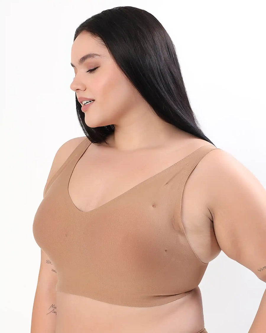 Tweens Bonded Breathable Cotton Plus-Size Padded Full-Coverage Bra (SB-918-Fawn) (MR)