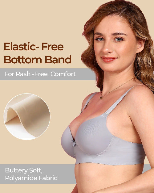 Tweens Bonded Polyamide Push-Up 3/4 Coverage Maximiser Bra (Level 2 Padding) (SB-95107) (Grey)