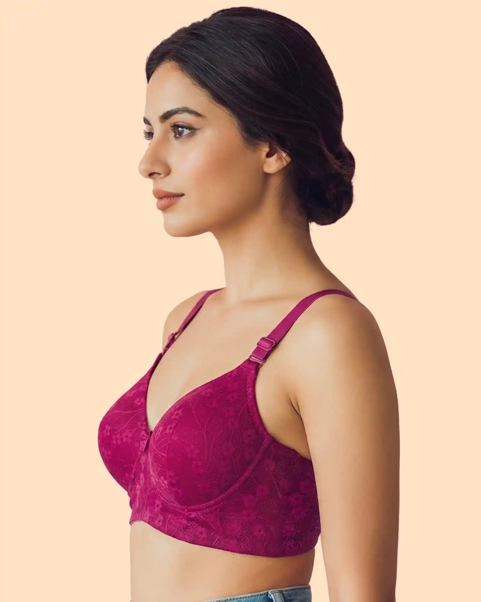 Cotton Padded Bonded Lace Bra  (TW-SB-58011)